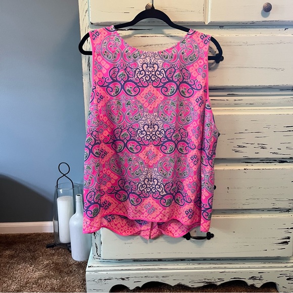 Lilly Pulitzer Pink and Blue Patterned Tank Top. Size XL. - Picture 1 of 6